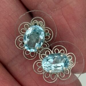 Elegant 925 Silver and Blue Gemstone Earrings